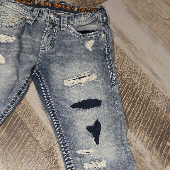 Rock Revival Light Blue Distressed Straight Jeans - Picture 8 of 16